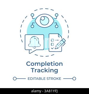 Completion tracking soft blue concept icon Stock Vector