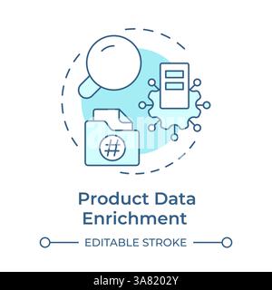 Product data enrichment soft blue concept icon Stock Vector