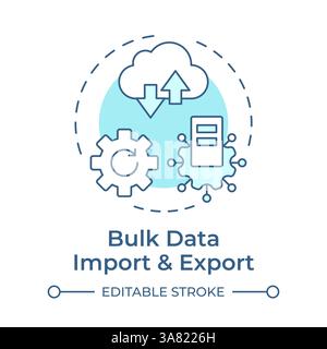 Bulk data import and export soft blue concept icon Stock Vector