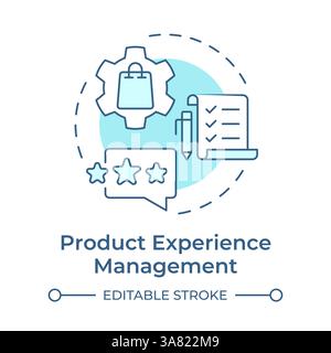 Product experience management soft blue concept icon Stock Vector