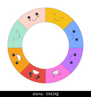 Circular infographic segments different emotions 2D cartoon object Stock Vector