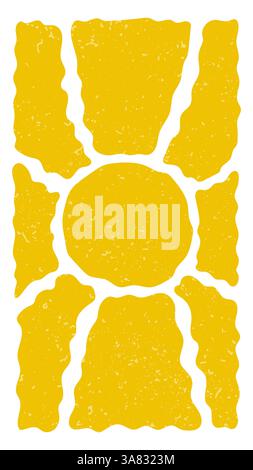 Groovy retro abstract sun backgrounds. Organic doodle shapes in trendy naive hippie 60s 70s style Stock Vector