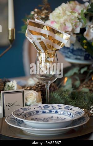 Table place setting for gathering Stock Photo