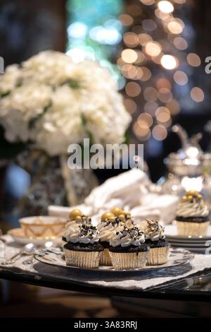 Cupcakes on a platter for holiday party Stock Photo
