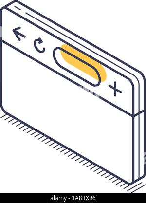 Illustration features an isometric line icon of a web browser window. It shows key elements like navigation buttons and an empty content area, ideal f Stock Vector