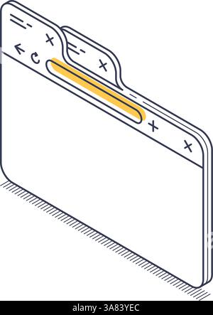 Illustration features an isometric line icon of a web browser window. It shows key elements like navigation buttons and an empty content area, ideal f Stock Vector