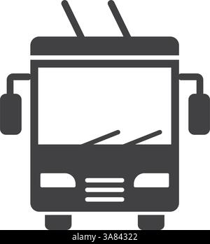 Trolleybus icon in flat style. Electric bus vector illustration on isolated background. Transport sign business concept. Stock Vector