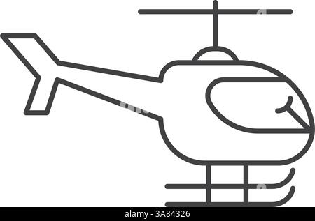 Helicopter icon in line stroke flat style. Chopper vector illustration on isolated background. Transport sign business concept. Stock Vector