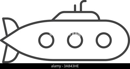 Submarine icon in line stroke flat style. Bathyscaphe vector illustration on isolated background. Transport sign business concept. Stock Vector