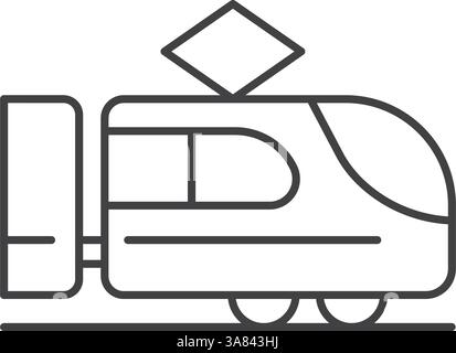 Metro train icon in line stroke flat style. Subway vector illustration on isolated background. Transport sign business concept. Stock Vector