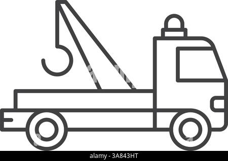 Tow track icon in line stroke flat style. Service car vector illustration on isolated background. Transport sign business concept. Stock Vector