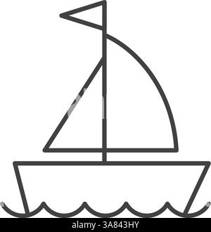 Sailboat icon in line stroke flat style. Ship vector illustration on isolated background. Transport sign business concept. Stock Vector