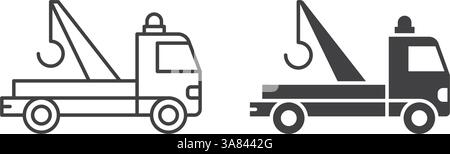 Tow track icon in flat style. Service car vector illustration on isolated background. Transport sign business concept. Stock Vector