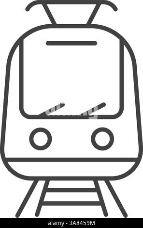 Metro train icon in line stroke flat style. Subway vector illustration on isolated background. Transport sign business concept. Stock Vector