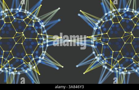Sphere with Connected Lines and Dots. Glowing Grid. Connection Structure. Wireframe Vector Illustration. Stock Vector