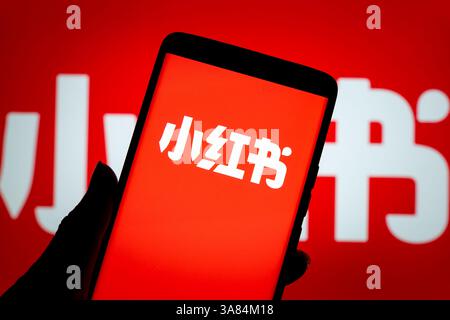 An illustration shows rednote LOGO displayed on a smartphone in ...