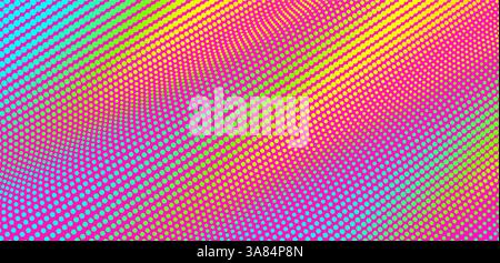 Halftone gradient background. Vibrant trendy texture, with blending colors. Cover design template. 3d network design with particles. Can be used for a Stock Vector