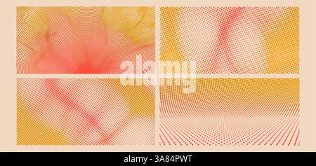 Halftone gradient background. Vibrant trendy texture, with blending colors. Cover design template. 3d network design with particles. Can be used for a Stock Vector