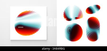 Set of various overlapping elements. Abstract geometric design. Vector illustration for banners, placards, posters or flyers. Stock Vector