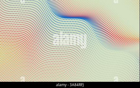 Wavy dotted background. Abstract polka dots pattern. 3d vector illustration with particles. Stock Vector
