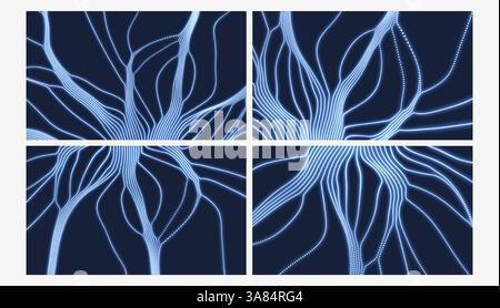 Array with dynamic emitted particles. 3d technology style. Abstract background. Vector illustration. Stock Vector