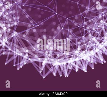 Scientific illustration with connected lines and dots. Luminous microscopic forms. Glowing grid. Connection structure. Wireframe vector illustration. Stock Vector