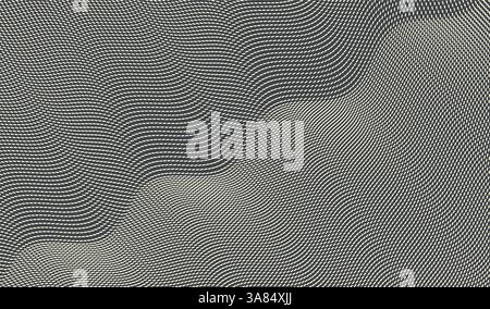 Many black particles scattered asymmetrically in white background. Wavy pattern with dynamic effect. Cover design template. Vector illustration with o Stock Vector