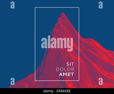 Mountain peak. Futuristic technology backdrop in a voxel art style. Cyberspace concept. 3D vector illustration for brochure, magazine, poster, present Stock Vector