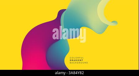 3D abstract wavy background with modern gradient colors. Motion sound wave. Vector illustration for banner, flyer, brochure, booklet, presentation or Stock Vector