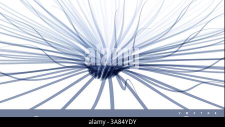 Curved lines with perspective effect. Optical fiber. 3d abstract background. Vector illustration. Stock Vector