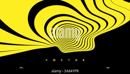 Abstract background made of distorted lines. Pattern with optical illusion. Psychedelic stripes. Vector illustration for brochure, flyer, card, banner Stock Vector