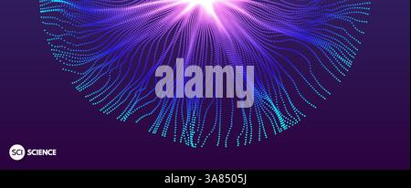 Array with dynamic particles. 3D technology style. Abstract background. Vector illustration. Stock Vector