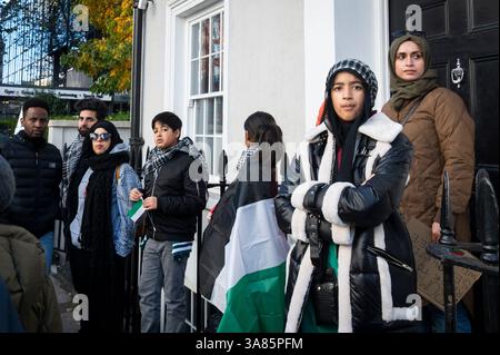 Women protestors at Free Palestine Rally against Israel's bombing of Gaza in London Stock Photo