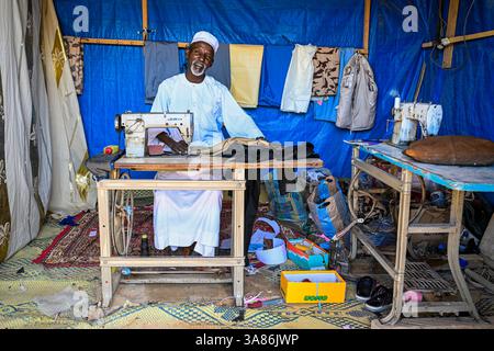Tailor in Faya Largeaux, Chad Stock Photo