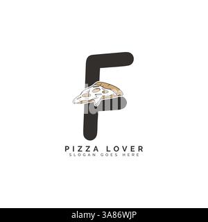 Letter F Pizza Logo Design. Alphabet F Pizza Concept Icon Stock Vector
