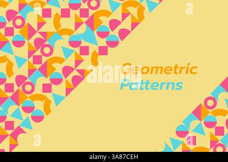 Abstract Geometric Flat Background circle triangle, and square shape vector design Stock Vector