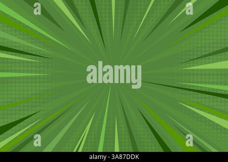 Comic green pop art background. Trendy creative comic zoom effect background with halftone for posters, web banners, brochures Stock Vector