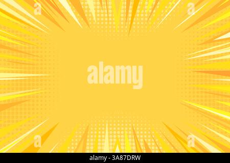 Yellow comic zoom effect background. Pop art yellow halftone style background with speed lines for presentations, brochures, posters, web banners Stock Vector