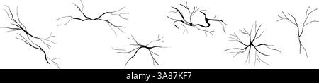 Earthquake damage with cracked wall split, broken concrete texture. Structural destruction from seismic activity, dangerous building fracture. Flat ve Stock Vector
