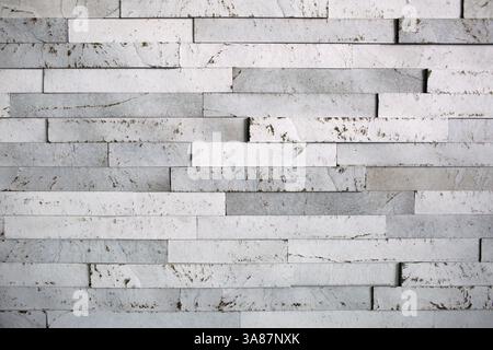 black and white textured wall tiles faux stone Stock Photo
