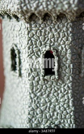 Small object created from molten plastic on 3D printer. Three-dimensional model printed on 3D printer from plastic. Modern new 3d printing technology. FDM technology. Additive progressive technologies Stock Photo