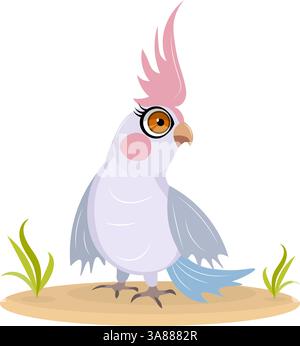Cute zoo. Vector birds. Cute parrot. Vector animals collection. Children's flat vector illustrations. Isolated on white background. Stock Vector