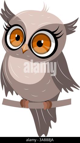 Cute zoo. Vector birds. Cute owl. Vector animals collection. Children's flat vector illustrations. Isolated on white background. Stock Vector