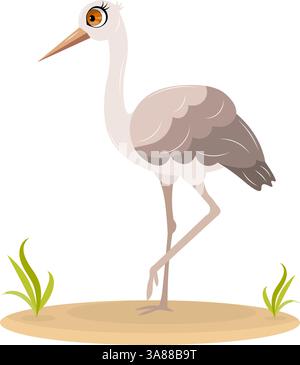 Cute zoo. Vector birds. Cute heron. Vector animals collection. Children's flat vector illustrations. Isolated on white background. Stock Vector
