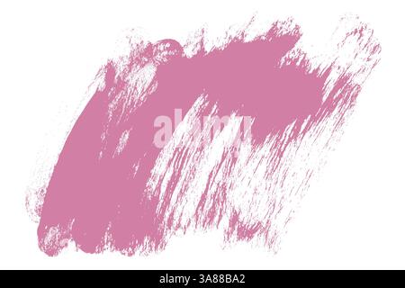 Grunge Bold Pink Brush Stroke Isolated on White Background. Grainy modern paint smear texture for presentations, cover, ad, website, poster, card Stock Vector