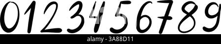 Hand-painted numbers 1, 2, 3 in acrylic brush style. Grunge calligraphy digits with ink splatter effects. Flat vector illustration isolated on white b Stock Vector
