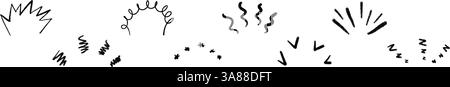 Cartoon motion elements with comic sketch effects. Dynamic movement lines for character action. Flat vector illustration isolated on white background. Stock Vector