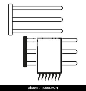 Microchip illustration. Circuit board design. Black and white scheme. Technology vector symbol. Stock Vector