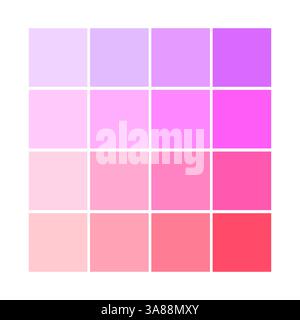 Color gradient palette. Soft pink tones. Purple and red squares. Vibrant color blocks. Stock Vector