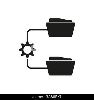 Folder icon. Gear sync symbol. Data transfer illustration. Vector file sign. Stock Vector